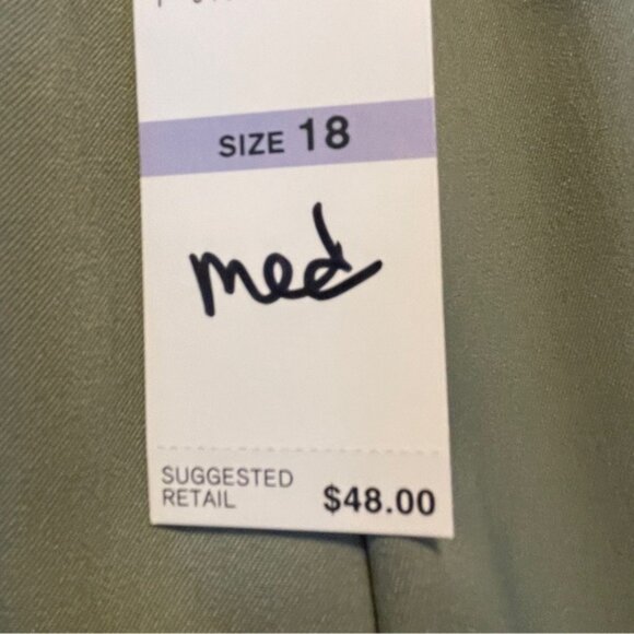 Women's Alfred Dunner Classic Fit Sage Green Elastic Waist Stretch Size 18 NEW - Picture 8 of 8